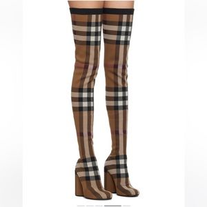 Authentic Burberry Brown check over the knee boot